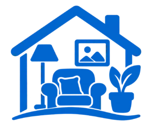Icône bleue d’un intérieur chaleureux